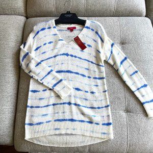NWT Blue/White Tie-dye Print Jennifer Lopez Sweater,Size S